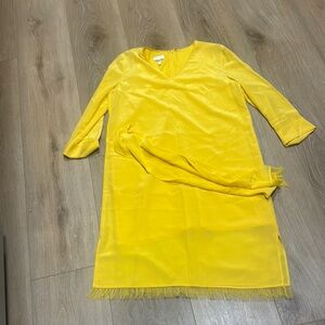Escada Yellow Sheath Dress V-Neck 3/4 Sleeve Casual